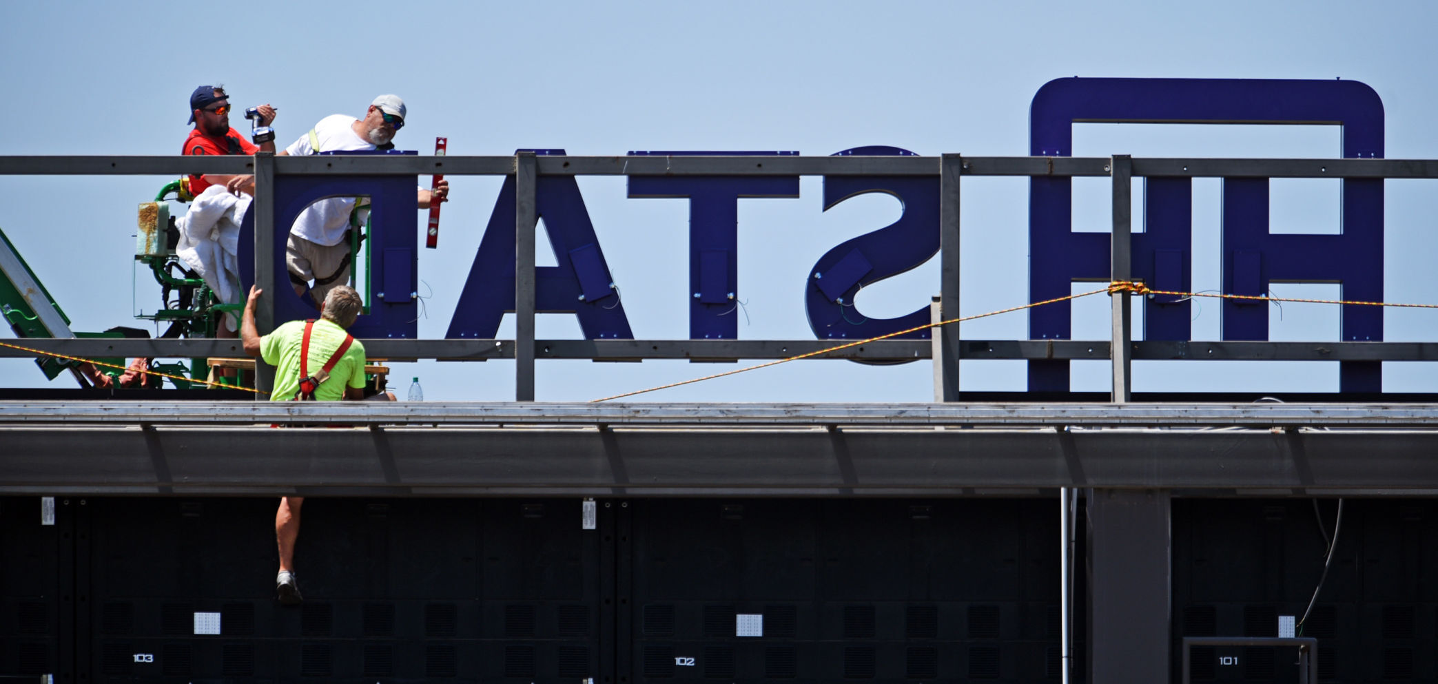 Truist Stadium sign installation
